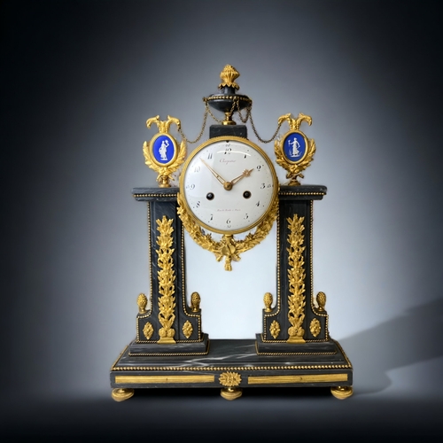 208 - A FRENCH ORMOLU MOUNTED MANTLE CLOCK.
CIRCA 1880.
WHITE ENAMEL DIAL, WITH ARABIC NUMERALS. SIGNED CH... 