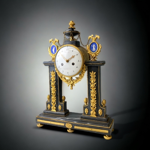 208 - A FRENCH ORMOLU MOUNTED MANTLE CLOCK.
CIRCA 1880.
WHITE ENAMEL DIAL, WITH ARABIC NUMERALS. SIGNED CH... 