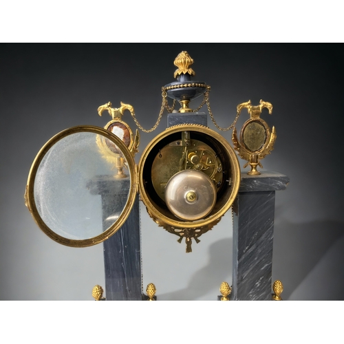 208 - A FRENCH ORMOLU MOUNTED MANTLE CLOCK.
CIRCA 1880.
WHITE ENAMEL DIAL, WITH ARABIC NUMERALS. SIGNED CH... 