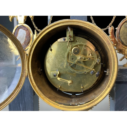 208 - A FRENCH ORMOLU MOUNTED MANTLE CLOCK.
CIRCA 1880.
WHITE ENAMEL DIAL, WITH ARABIC NUMERALS. SIGNED CH... 