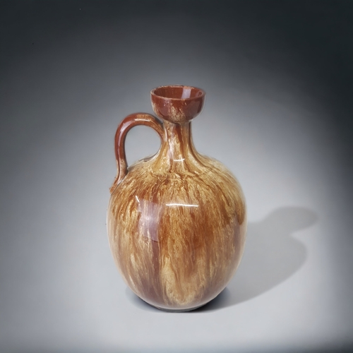 272 - A STAPLETON POTTERY DRIP-GLAZE EWER, TOGETHER WITH A WATCOMBE POTTERY DRIP GLAZE POT.
EWER HEIGHT - ... 