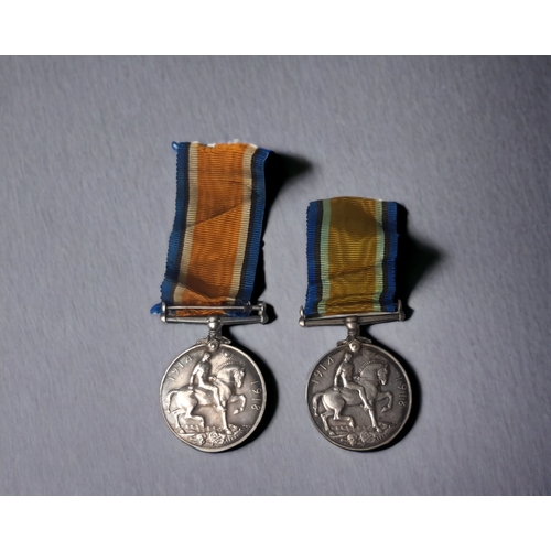 169 - TWO WWI GEORGE V BRITISH WAR MEDALS. WITH RIBBONS. 
ONE NAMED 'DVR. T. SEAL. R.E.'
THE OTHER NAMED '... 