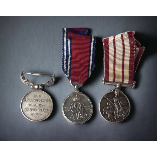 187 - THREE MINIATURE BRITISH MEDALS, INCLUDING GEORGE V DISTINGUISHED CONDUCT MEDAL, 1935 GEORGE V JUBILE... 