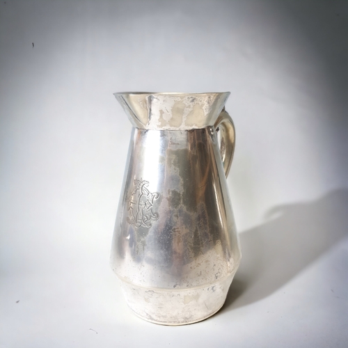 256 - TWO 19TH CENTURY SILVER PLATE TEAPOTS AND HOT WATER JUG.