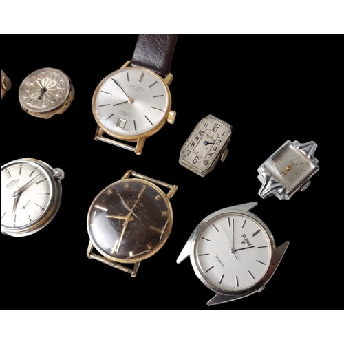 153 - A COLLECTION OF VINTAGE GENTS & LADIES WATCHES. FOR SPARES OR REPAIRS. INCLUDING ROAMER, ROTARY, LUN... 