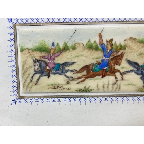 Two Miniature Antique Persian Paintings on Camel Bone online