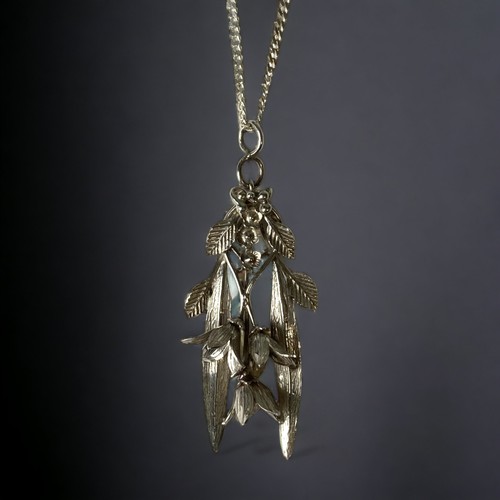 122 - Large 925 silver Fuchia Floral pendant and chain.