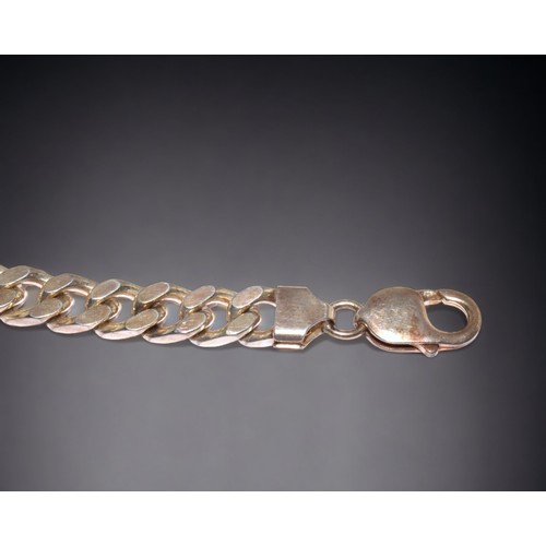 185 - A 925 silver plain flat link bracelet