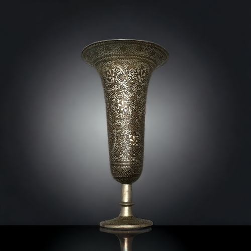 297 - ANTIQUE NIELLO BRASS ETCHED VASE.