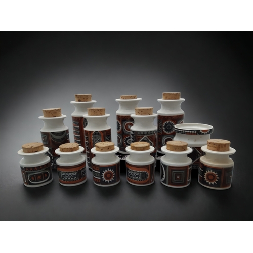 344 - A COLLECTION OF 13 PORTMEIRION 'VARIATIONS' PATTERN STORAGE JARS.