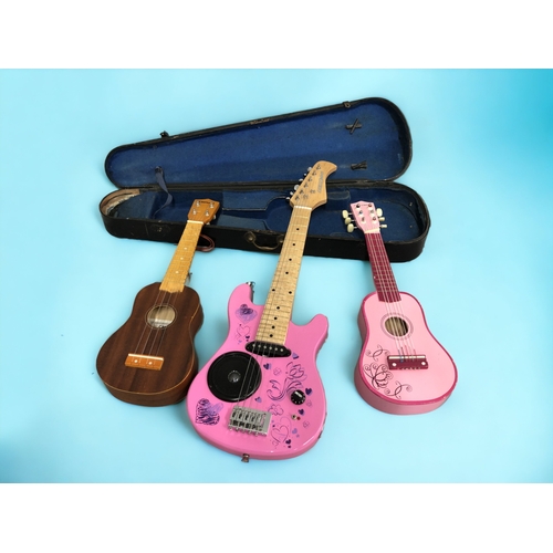 378 - A LOT OF 3 CHILDRENS GUITARS INCLUDING ELECTRIC MODEL