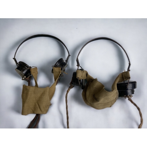 393 - TWO PAIRS OF WWII BRITISH MILITARY HEADPHONES.