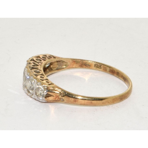 213 - 925 silver gilt ladies 5 stone ring size T