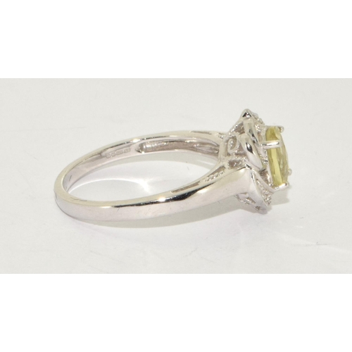 227 - 9ct white gold ladies Diamond and Citroen ring size N