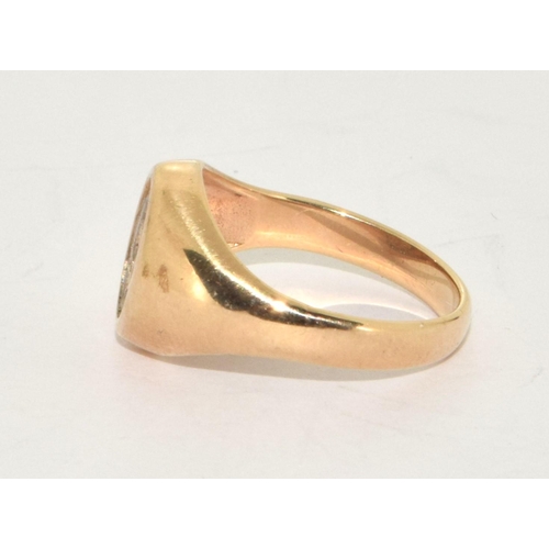 230 - 9ct gold Diamond signet ring size J