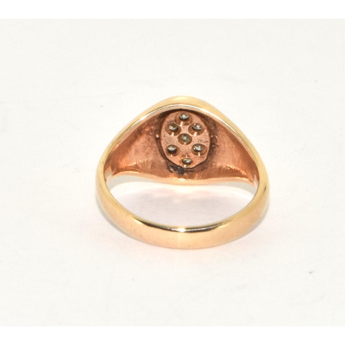 230 - 9ct gold Diamond signet ring size J