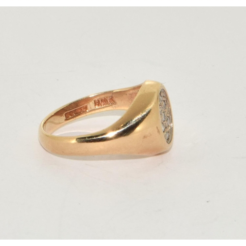 230 - 9ct gold Diamond signet ring size J