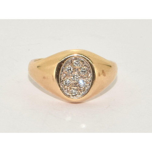 230 - 9ct gold Diamond signet ring size J