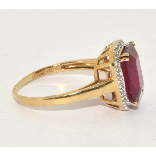 232 - 9ct gold ladies Diamond and Ruby statement ring size R