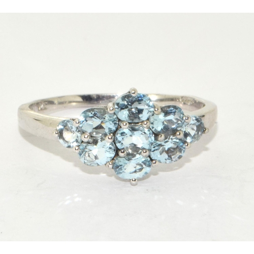 234 - 9ct white gold ladies diamond shape Aquamarine set ring size Q