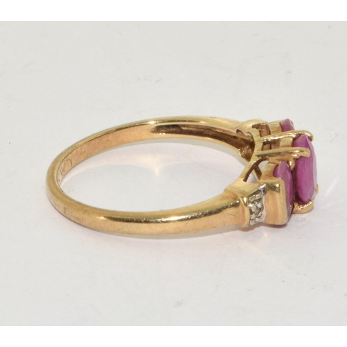 236 - 9ct gold Ladies Diamond and Ruby ring size P