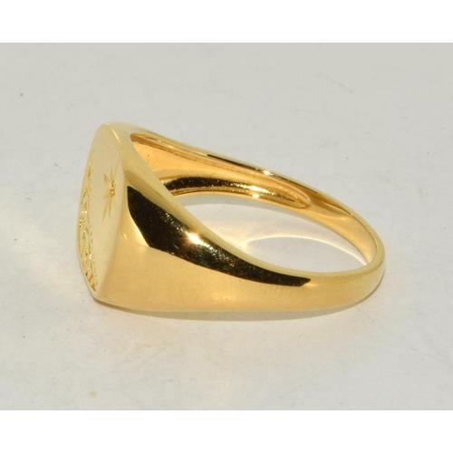 310 - New gold on 925 silver mens gemset signet ring, Size Y 1/2.