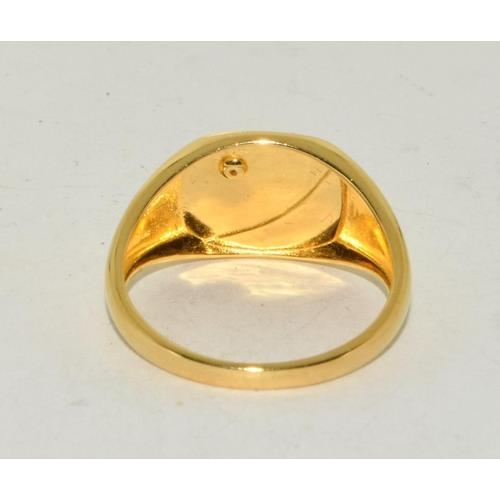 310 - New gold on 925 silver mens gemset signet ring, Size Y 1/2.