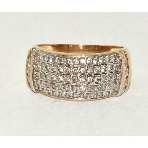 313 - CZ studded gold/925 silver ring size S 1/2.