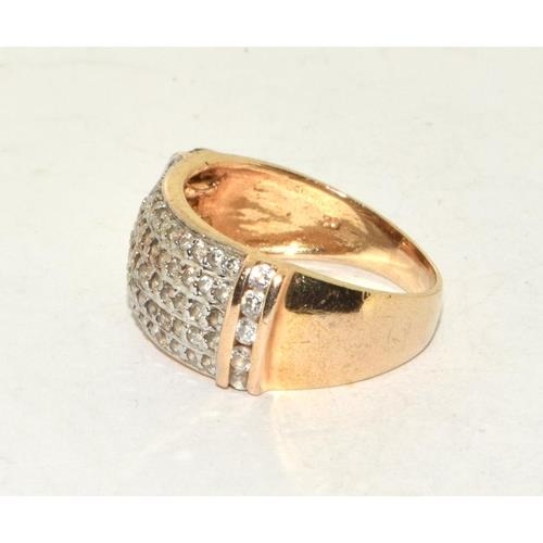 313 - CZ studded gold/925 silver ring size S 1/2.