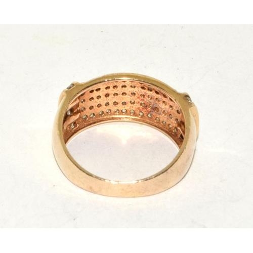 313 - CZ studded gold/925 silver ring size S 1/2.