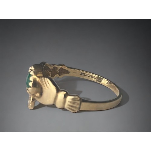 245 - 9ct Gold Claddagh  Hands of Friendship ring Size P