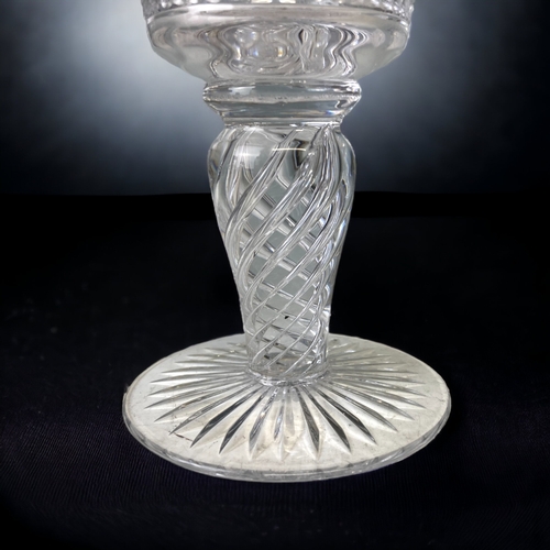 421 - A LTD EDITION MINTON CRYSTAL MARGARET THATCHER COMMEMORATIVE GOBLET. ENGRAVED WITH A PORTRAIT TO ONE... 