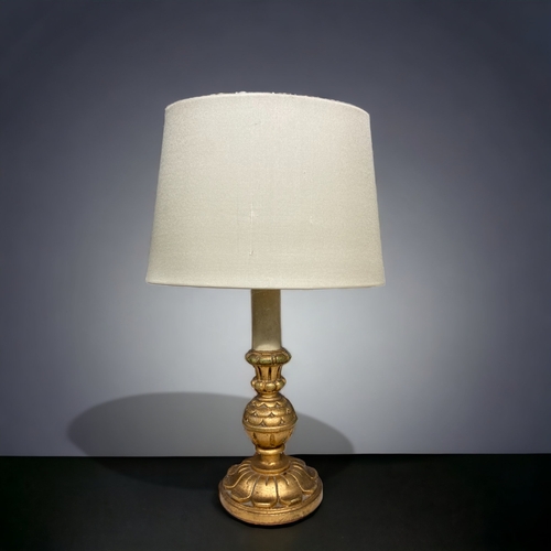 434 - A VINTAGE CONTINANTAL GILT TABLE LAMP, TOGETHER WITH ONE OTHER.