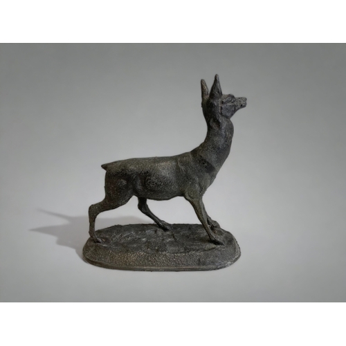 455 - ANTIQUE SPELTER FIGURE OF A DEER.