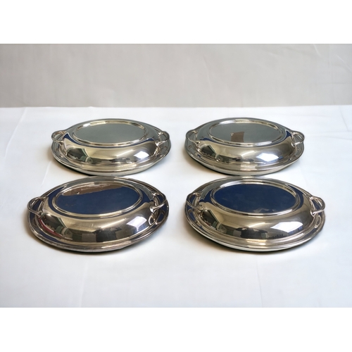 460 - A SET OF FOUR MAPPIN & WEBB SILVER PLATE ENTREE / SERVING DISHES.