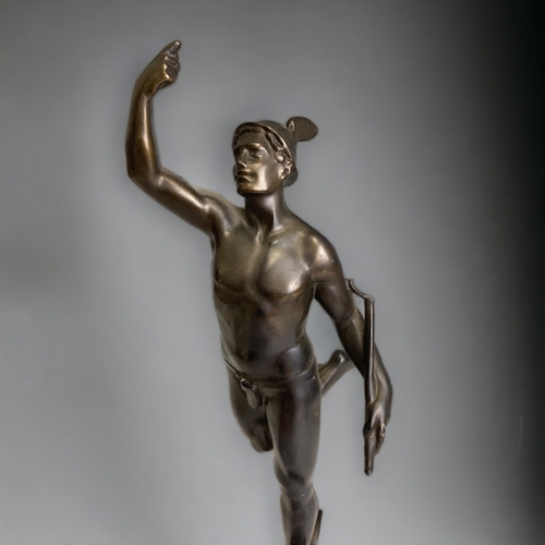 473 - A VINTAGE SPELTER FIGURE OF MERCURY / HERMES. 
HEIGHT - 30.5CM