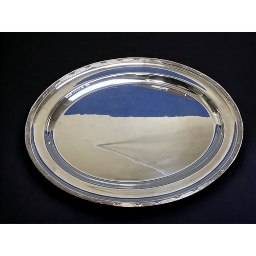 476 - A LARGE MAPPIN & WEBB SILVER PLATE TRAY.
51 X 38CM