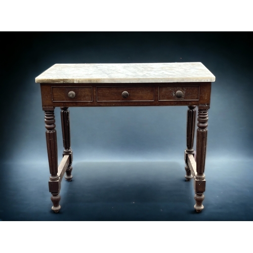 50 - A LATE VICTORIAN MARBLE TOP DRAWER FRONT WASH STAND / PREP TABLE.
