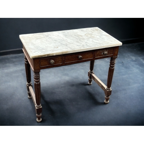 50 - A LATE VICTORIAN MARBLE TOP DRAWER FRONT WASH STAND / PREP TABLE.