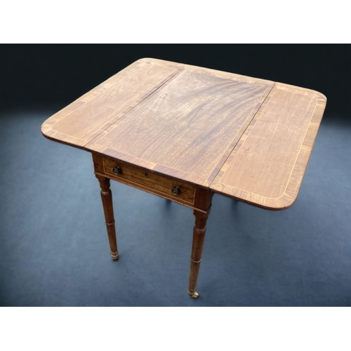 52 - A GEORGE III INLAID SINGLE DRAWER BABY PEMBROKE TABLE.