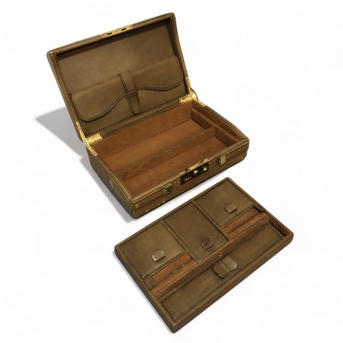 78 - ANTIQUE LEATHER TRAVEL WRITING CASE, TOGETHER WITH TWO VINTAGE SUITCASES.