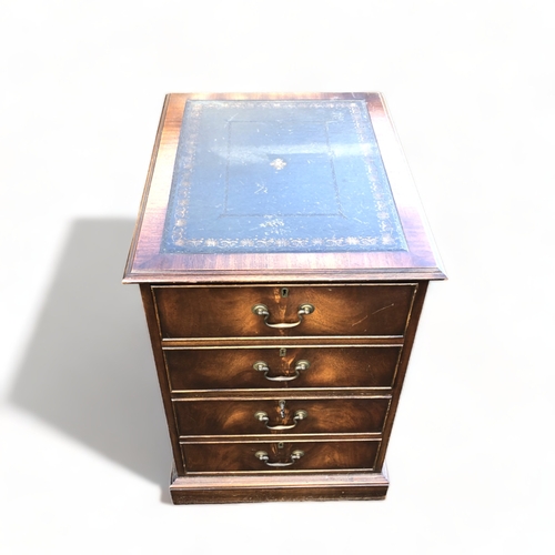 61 - A VINTAGE LEATHER TOPPED OFFICE TWO-DRAWER FILE CABINET.