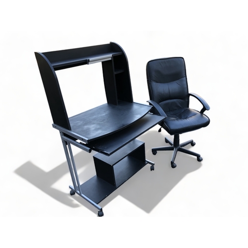 68 - AN OFFICE CHAIR AND DESK