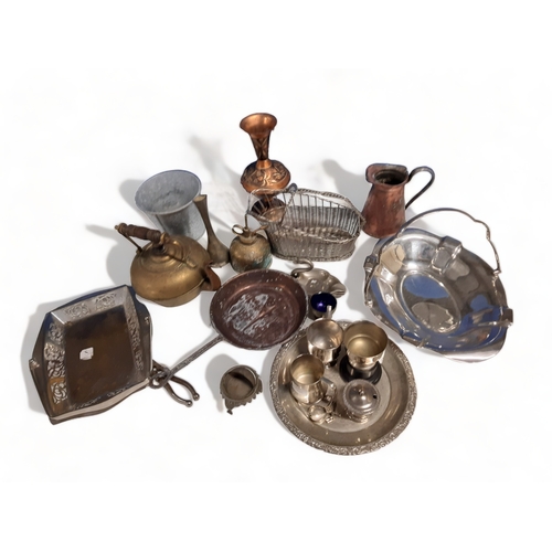 540 - A MIXED METAL LOT INCLUDING COPPER AND SILVER PLATE