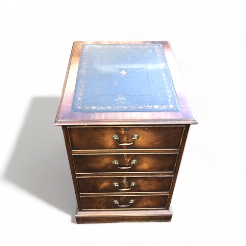 21 - A VINTAGE LEATHER TOPPED OFFICE TWO-DRAWER FILE CABINET.