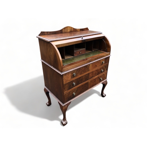 50 - A VINTAGE MAHOGANY ROLL TOP BUREAU DESK.