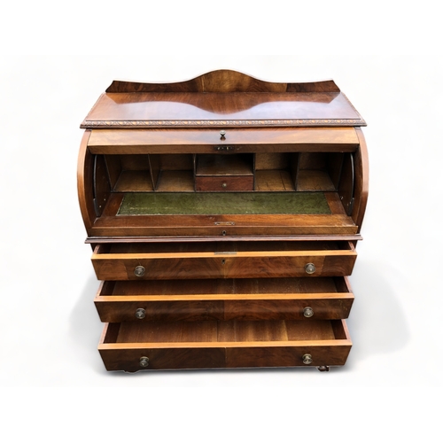 50 - A VINTAGE MAHOGANY ROLL TOP BUREAU DESK.