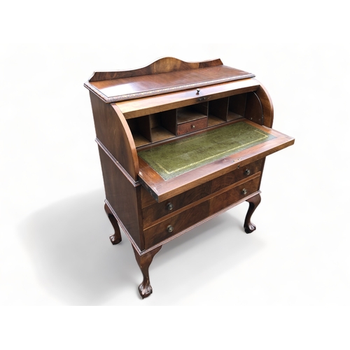 50 - A VINTAGE MAHOGANY ROLL TOP BUREAU DESK.