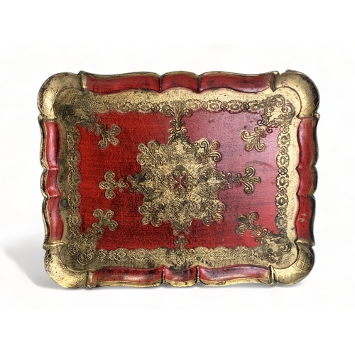 110 - A VINTAGE ITALIAN 'FLORENTINE' SERVING TRAY.
41 X 32 CM