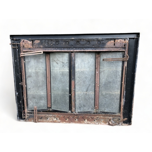 61 - A 19TH CENTURY FOLDING GLASS FIRE SCREEN.